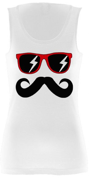 Fun Mustache & Glasses red | Girly Tank Top
